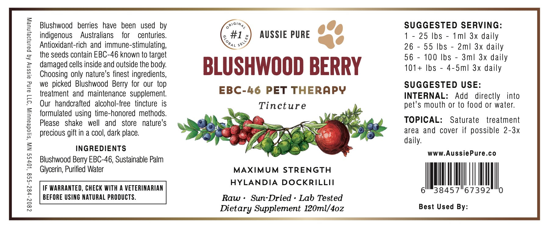 Blushwood Berry EBC-46 Pet Therapy Maximum Strength Tincture